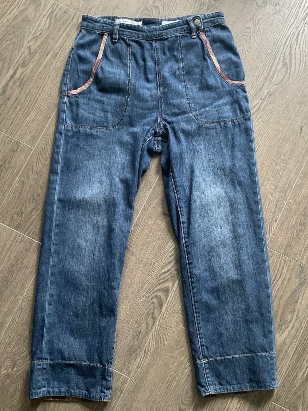 Anthropologie Pilcro High Rise Plaid Trimmed Utility Jean Size 30